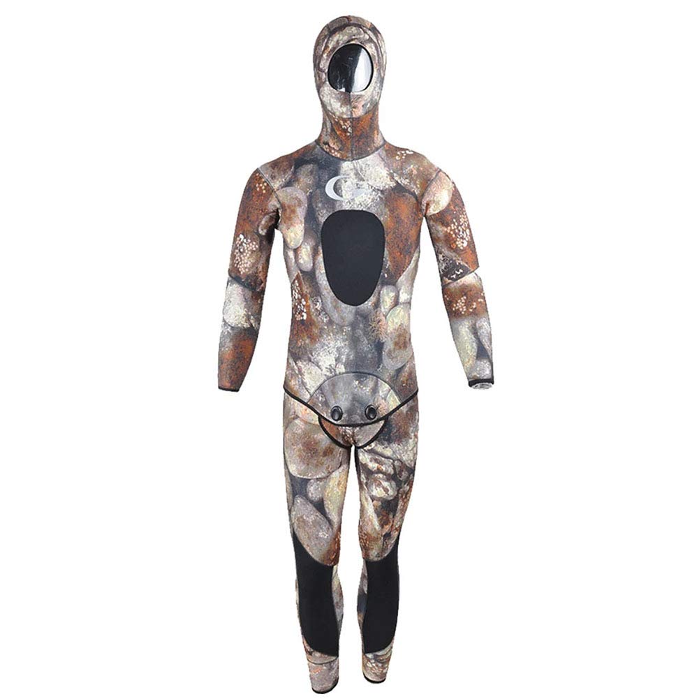 Men Wetsuit 5MM/7MM 2-Piece Neoprene Scuba Wetsuit with Hood Spearfishing and Underwater Hunting Diving Suit for Men Camouflage,7mm,XL