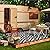 5x8 Outdoor Patio Rug with Carry Bag, Waterproof Outdoor Plastic Straw Rug RV Camping Rug, Reversible Picnic Mat Outside Carpet for Backyard, Porch, Balcony, Deck, Black & Light Grey