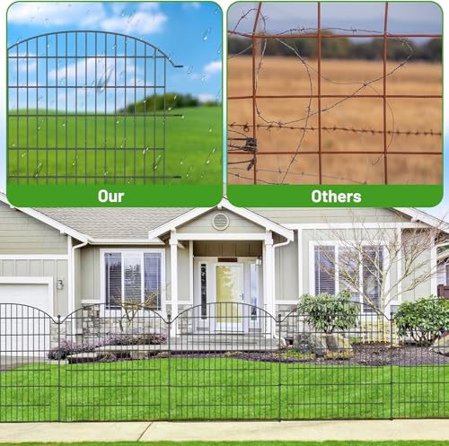 10 Stück Teichzaun Set,Gartenzaun Metall,Hundezaun Steckzaun,mit 10 Zaunelemente 12 Befestigungsstäben, Zaun für den Garten, Gitterzaun Set Oberbogen Zaun Garten - hühnerzaun,Gartenzaun zum Stecken