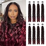 8 Pack French Curly Braiding Hair Pre Stretched - 26' 80G/Pack Premium Kanekalon Pre Stretched Braiding Hair Extensions, Professional Itch Free Hot Water Setting Perm French Curly Texture (1B/Bug)