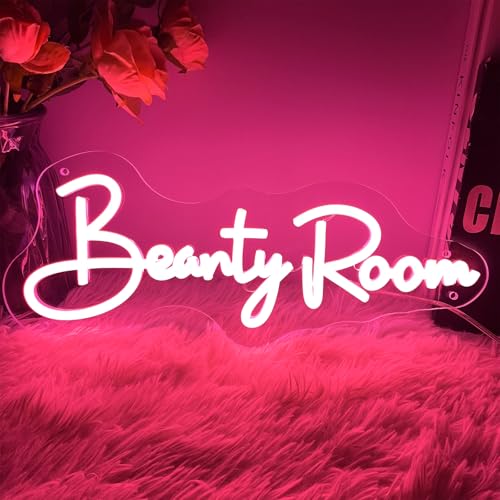 Image of Beauty Room Neon Sign For Spa Beauty Room Nail Brows Lashed Salon Studio LED Wall Art Decor For Business Stores Logo Barber Shops Led Word Indoor Custom Neon Lights 5V USB Powered Peach Pink 40x16.3cm