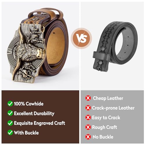 Western Leather Belt for Men Women Cowboy Cowgirl Mens Buckle Belt for Jeans, Country Belt, Ideal Men's Gifts2