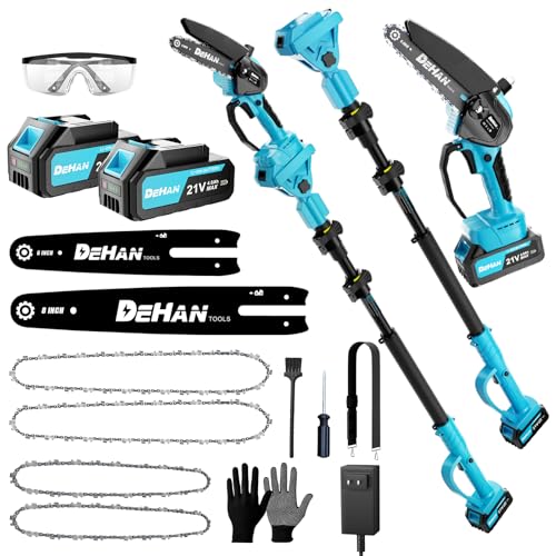 Image of Cordless Pole Saw for Tree Trimming, 6 inch & 8 inch Chainsaw with Extension Pole
