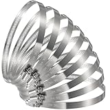 Boao 8 Pieces 12 Inch Adjustable 304 Stainless Steel Duct Clamps Worm Gear Hose Clamp for Pipe, Intercooler, Plumbing, Tube and Fuel Line