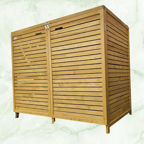 Cache Poubelle Double en Bois Clair