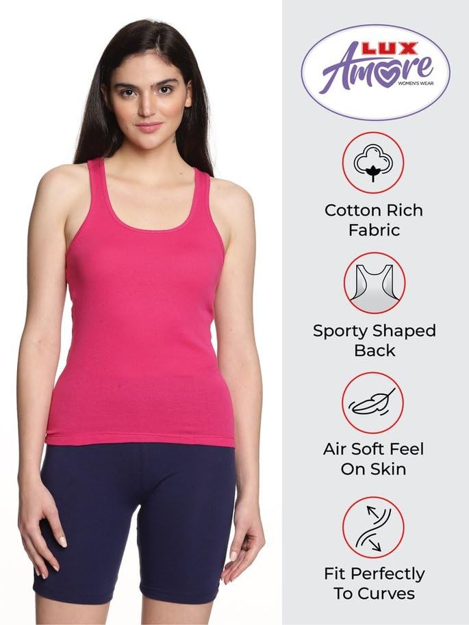 Image of Lux Amore Women's Racerback - Premium Cotton, for Yoga & Gym Workouts(Color May Vary)