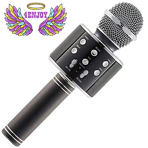 4Enjoy Wireless Bluetooth Karaoke Microphone for Kids Christmas Birthday Home Party for Android/iPhone/PC