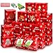 Sliner 56 Pack Christmas Cookie Boxes with Window 4 x 4 x 3 Inches Small Paper Bakery Treat Boxes Christmas Candy Cookie Macaron Boxes with Gift Tags and Elastic Rope for Xmas Party Supplies(Classic)
