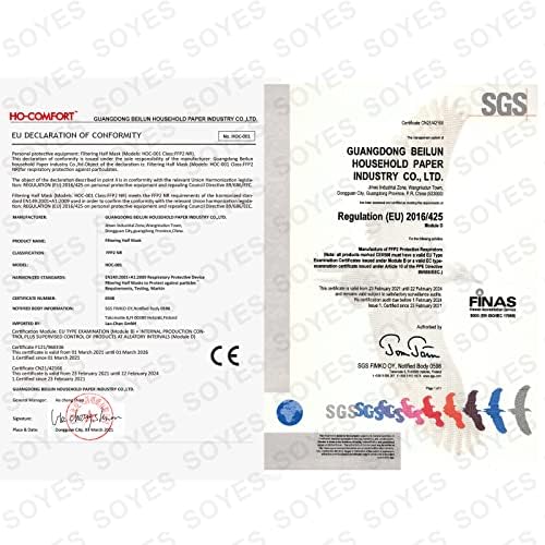 SOYES FFP2 Masks 25PCS KN95 Face Mask 5-Layer Filtering FFP2 Masks uk Certified CE 0598 Respirator Protective Individually Packaged
