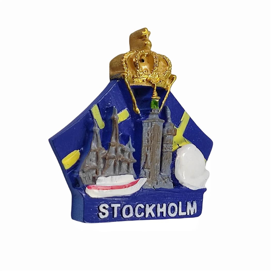 Calamita da frigorifero in stile corona di Stoccolma Svezia souvenir da viaggio 3D decorazione per frigorifero adesivo magnetico collezione artigianale Calamita da frigorifero in stile corona di Stoccolma Svezia souvenir da viaggio 3D decorazione per frigorifero adesivo magnetico collezione artigianale