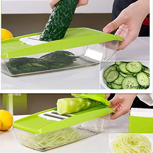 Vegetable Cutter Box Adjustable Mandoline Slicer with 4 Interchangeable Stainless Steel Blades