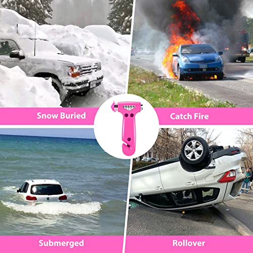 Yiader Window Breaker, 3-In-1 Emergency Escape Tool With Car Window Breaker And Seatbelt Cutter, Car Safety Hammer Car Essentials Tool For Women（Pink） #TOP4