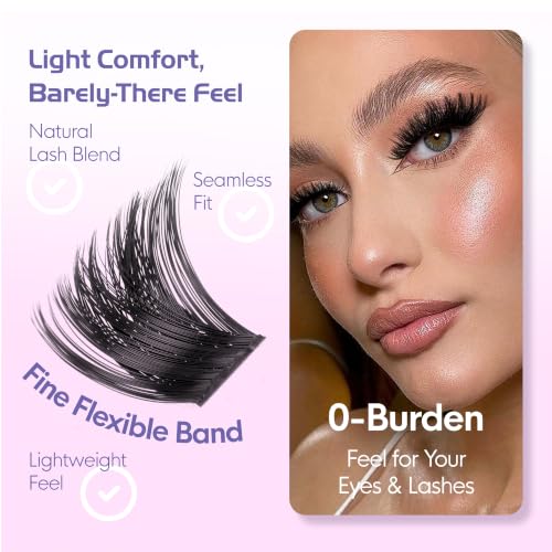 Image of Fluffy Lash Clusters Kit, D Curl Cluster Eyelash Extensions Kit at Home with Bond Seal Tweezers Remover, 150D+200D | 10-18mm | 374Pcs
