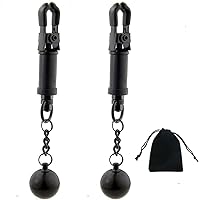 Vista 23 de Pinzas para pezón con peso de acero inoxidable con clip de cadena para pezón, bola ajustable, sin perforación, joyería para pezones para adultos