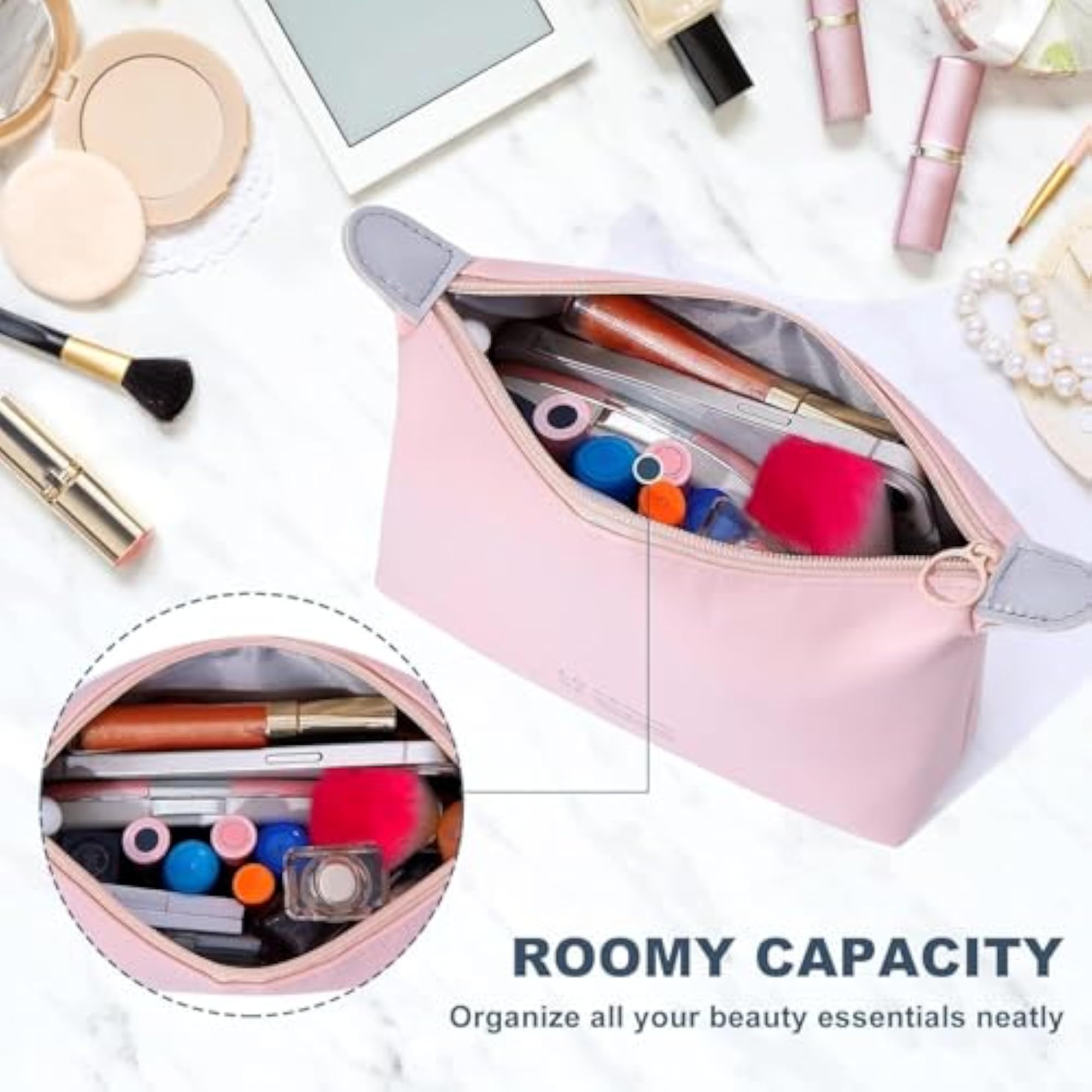 Triangle Makeup Bag for Women, Waterproof Travel Pouch