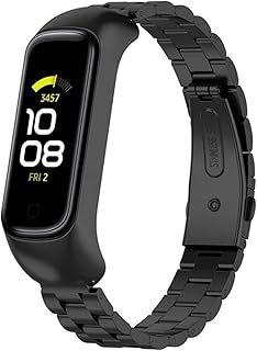 سوار ساعة لسامسونج جالاكسي فيت 2 معصم معدني من الستانلس ستيل لساعة سامسونج R220 ذكي أسود للكبار الجنسين