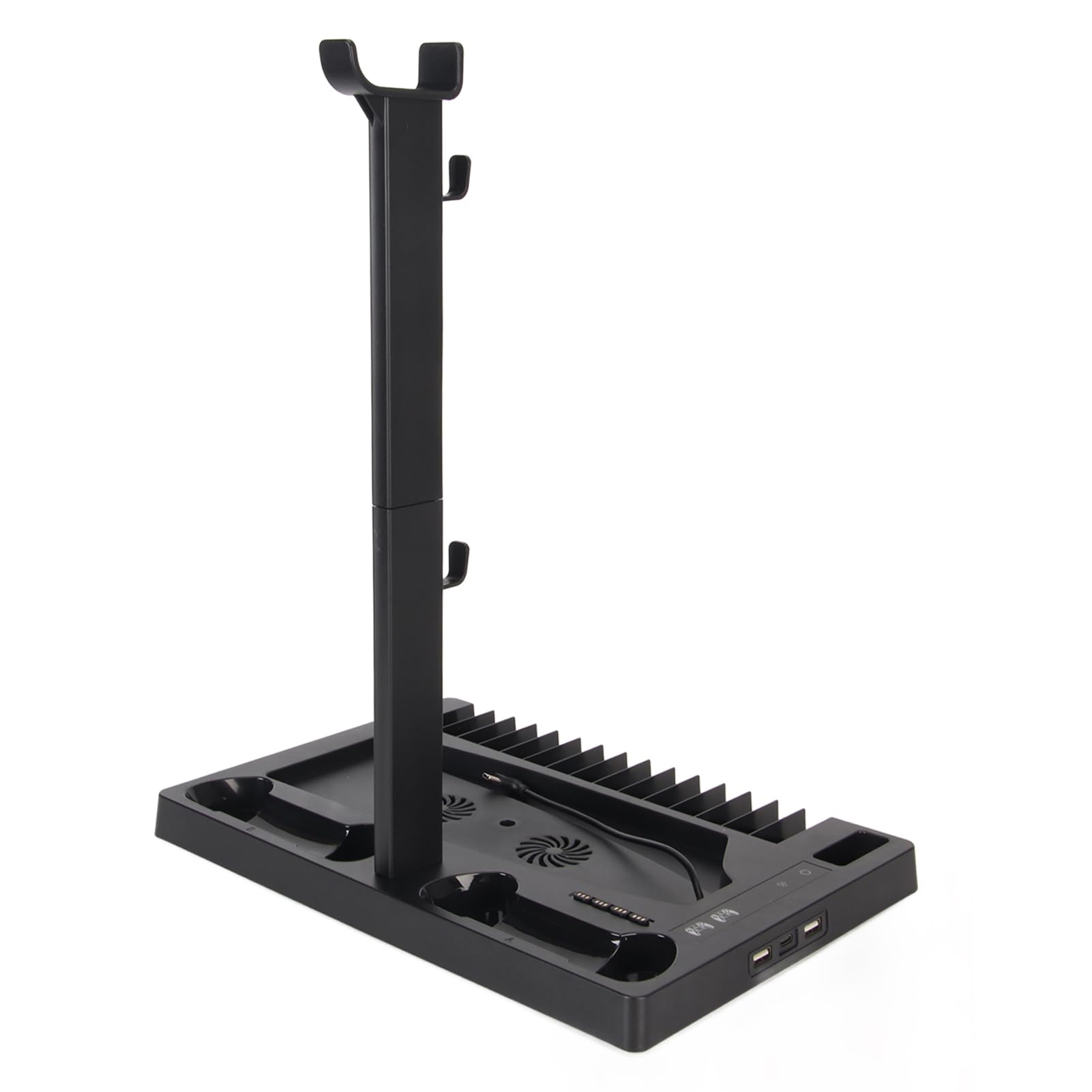 Supporto per Caricabatterie, Stazione di Raffreddamento per Dock di Ricarica Doppio Controller con 15 Slot per Dischi di Gioco, Ventola di Raffreddamento Rapido e Indicatore di Ricarica LED
