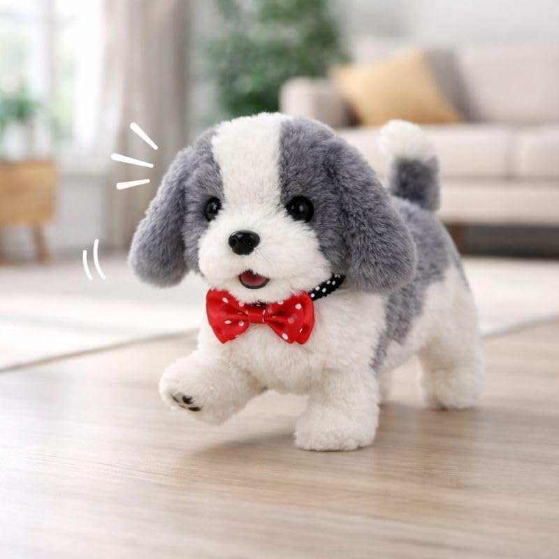 Image of Hopping Walking Dog Toy with Sounds, Jumping Dog Wiggling Tails, Twitching Mouth and Nose, Educational Interactive Dog Toy for Baby Kids Children