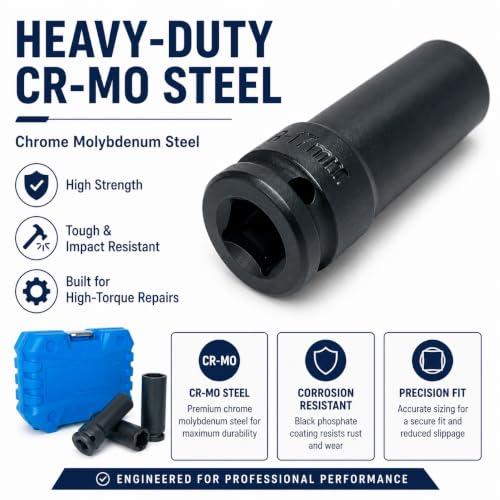 Image of 1 /2 inch Drive Impact Socket Set, 3-Piece Metric Deep Sockets