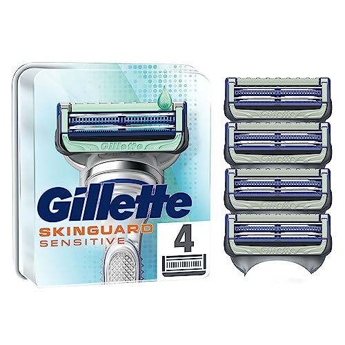 Gillette SkinGuard Cuchillas de Afeitar Hombre con Aloe Vera, Pieles Sensibles, Paquete de 4 Cuchillas de Recambio (el embalaje puede variar)