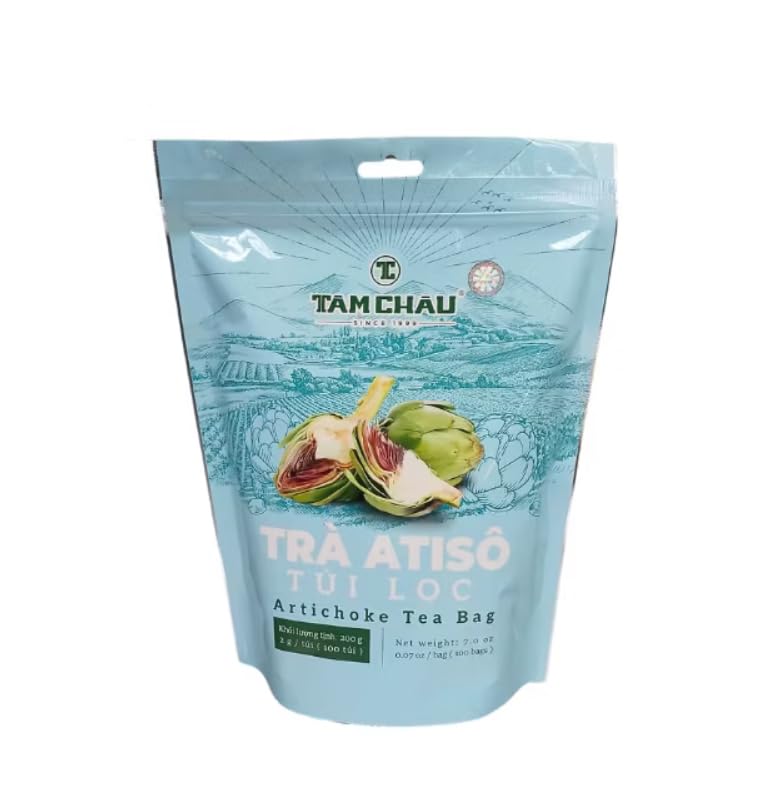 Tra Atiso Tui Loc Tam Chau Artichoke Tea Bags, Premium Vietnamese Tea, 100 Count, 200g, Natural Herbal Tea for Health Benefits