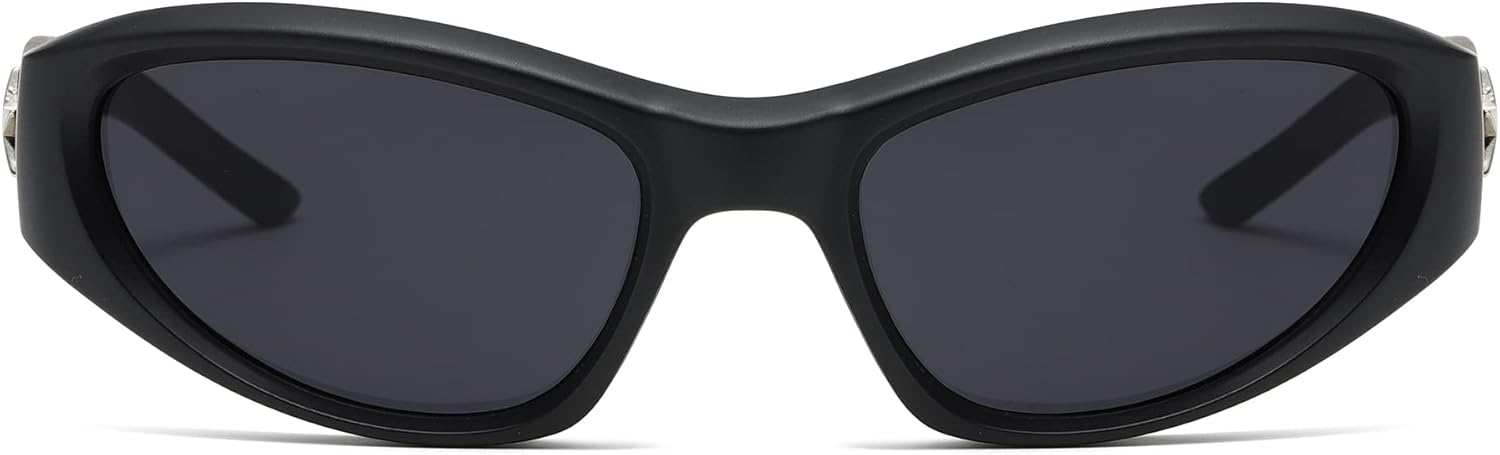 Cyxus Y2k Star Black Sun Glasses for Women, Wrap Around UV Sunglasses Women Men Swift Oval Fashion Sport Shades Trendy Sun Glasses 1084 - Image 5