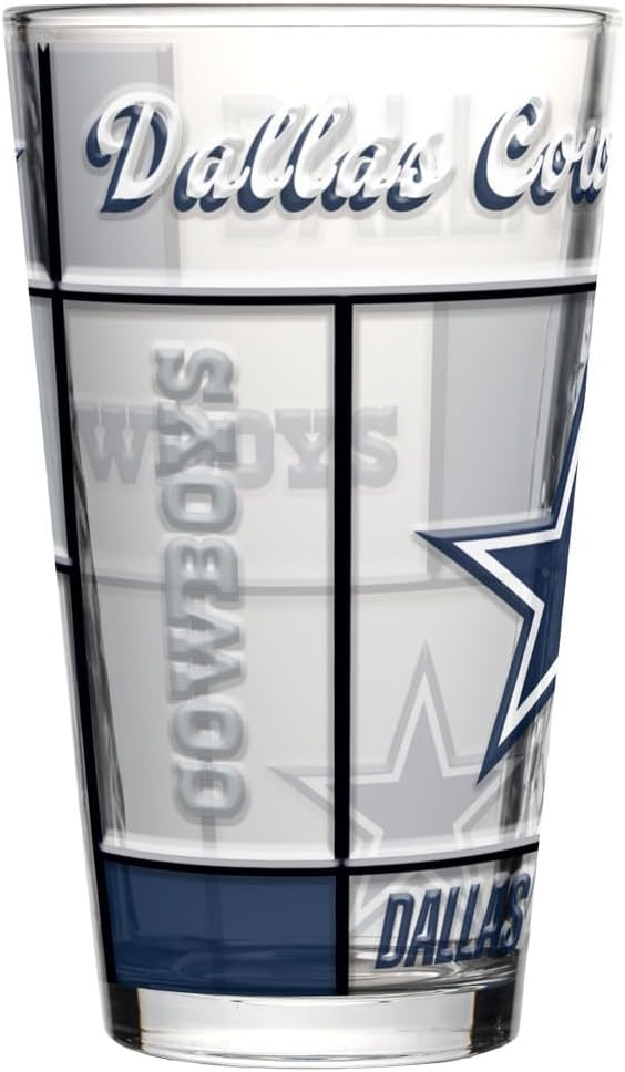 Quilted Stained Pint Glass for Dallas Cowboys Fans