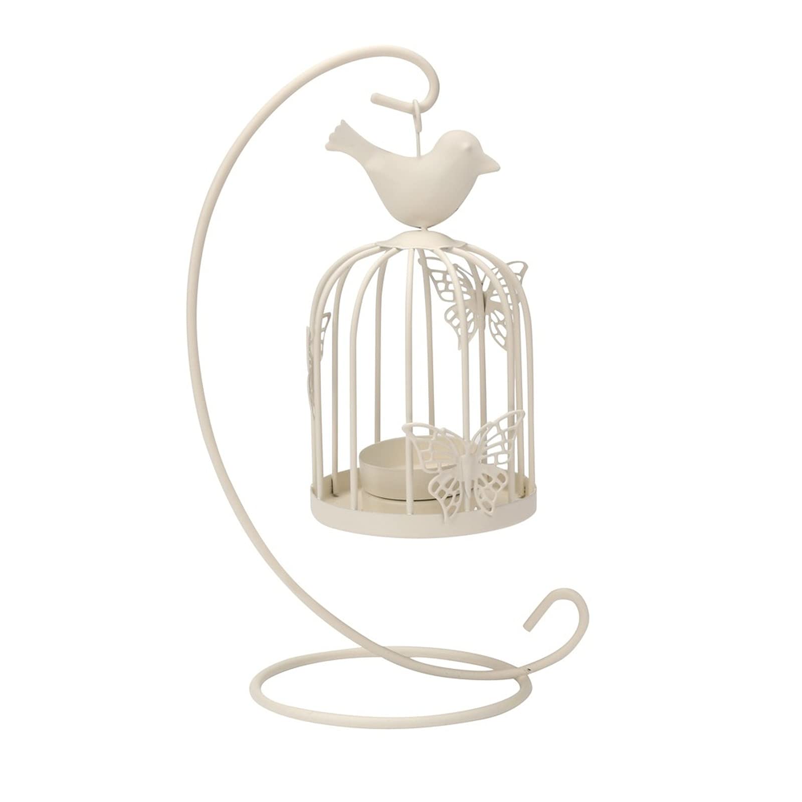 Sbjklyrn One Color Candleholder, Metal Decor Hollow Bird Cage With Butterfly Tealight Candle Holder Stand Home Wedding Decortion