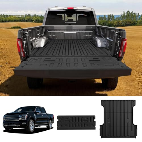 LASFIT Truck Bed Tailgate Mat for Ford F-150 2024-2026(5.5FT Short Bed Standard Tailgate) TPE F150 Lightning Bed Liner+Tailgate Protector Fits Bare Bed & Spray-in Liner Full Loading Area Protection