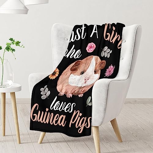 Guinea Pig Blanket Gifts - 40x50 Inches Cute Throw for Girls - Black Soft Fuzzy Blankets for Bed, Couch & Living Room
