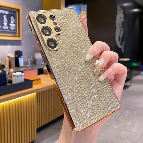 Coque luxe rigide Samsung S25 Ultra or et paillettes galvanisées premium