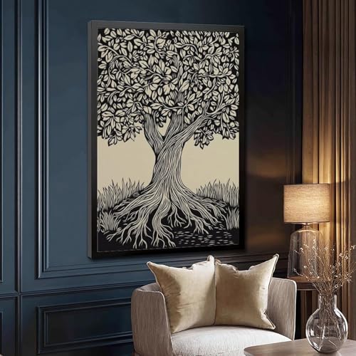 Arbre de vie impression murale minimaliste pour petits espaces
