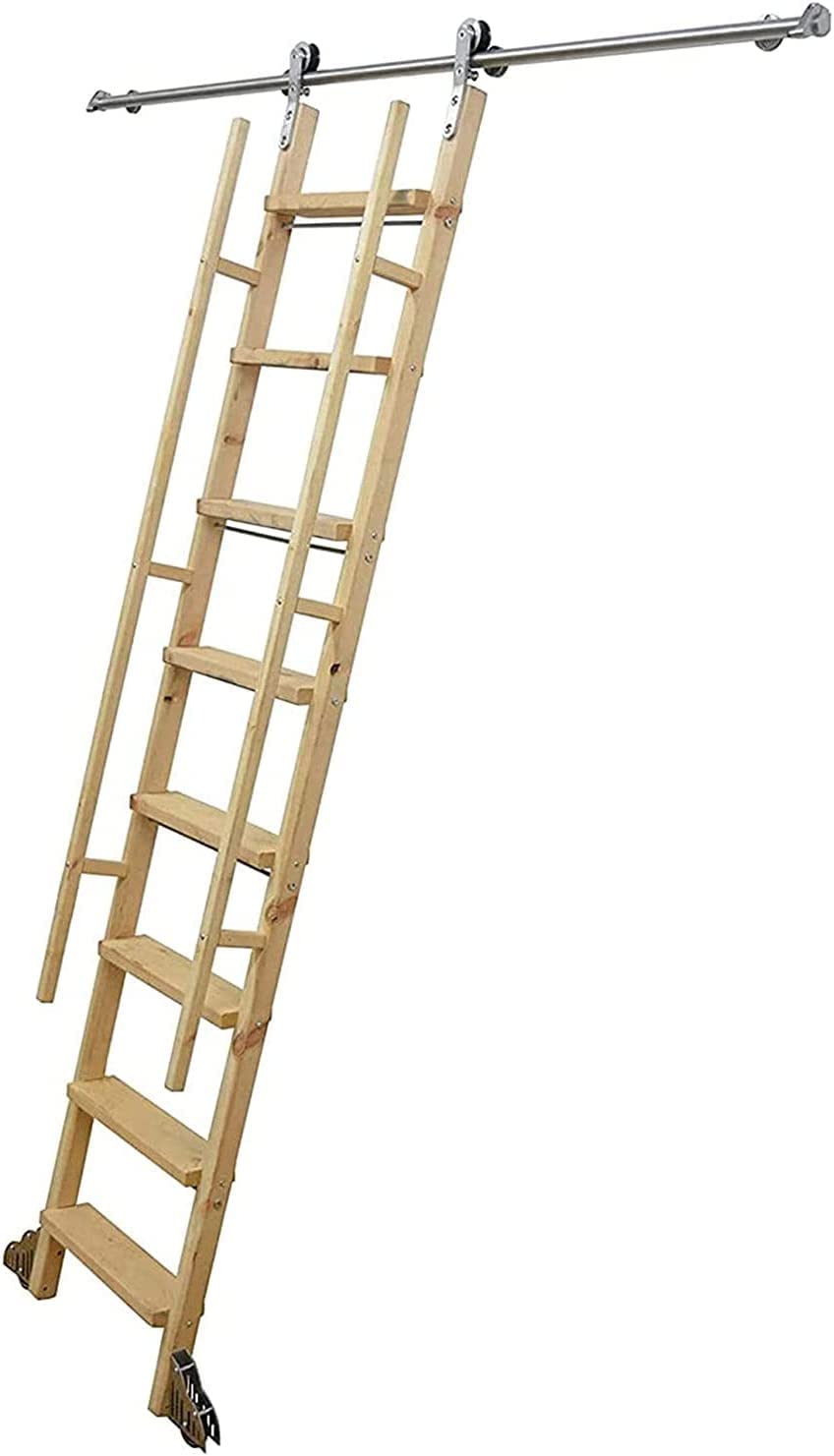 Buy Stainless Steel Ladder Hardware+Extention Tracks, 6.6ft13ft Retractable Rolling Ladder