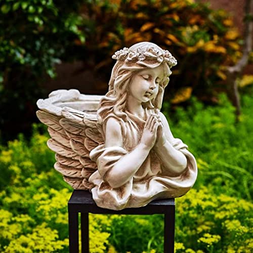 Image of Cute Beautiful Combo Pack Of 4 Girls Succulent Planter Pots Resin Creative Flowerpot Plant Pots Planter Container For Home Garden Office Desktop Decoration(Angel Girl Pot)Beige