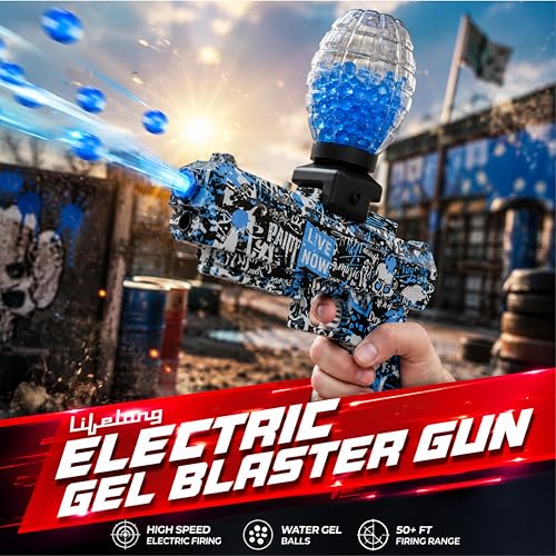 Image of Lifelong Electric Gel Blaster Gun for 14+ Years | 1200mAh Rechargeable Battery & 50+ Ft Firing Range | Easy to Assemble & BIS Certified | High-Speed Electric Firing with Water Gel Balls (LLCEDG02)