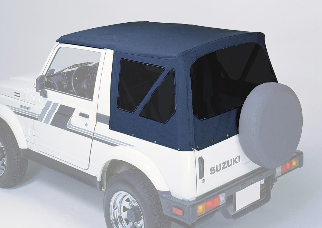 Ersatzverdeck Verdeck schwarz mit getönten Scheiben kompatibel mit Suzuki Samurai (1986-2004) Ersatz Plane Hülle Softtop