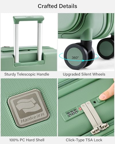 Image of Hanke Hardside Expandable Large Checked Luggage, 28 Inch Top Opening Trunk Luggages with Spinner Wheels, All-PC Hard Shell Suitcase, Lightweight TSA Approved (Forest Green, 120L)