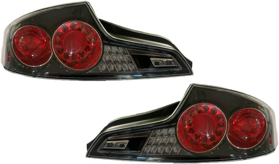 KarParts360 For Infiniti G35 2006 2007 Tail Light Assembly Driver and Passenger Side Set Black Bezel Coupe For IN2811111