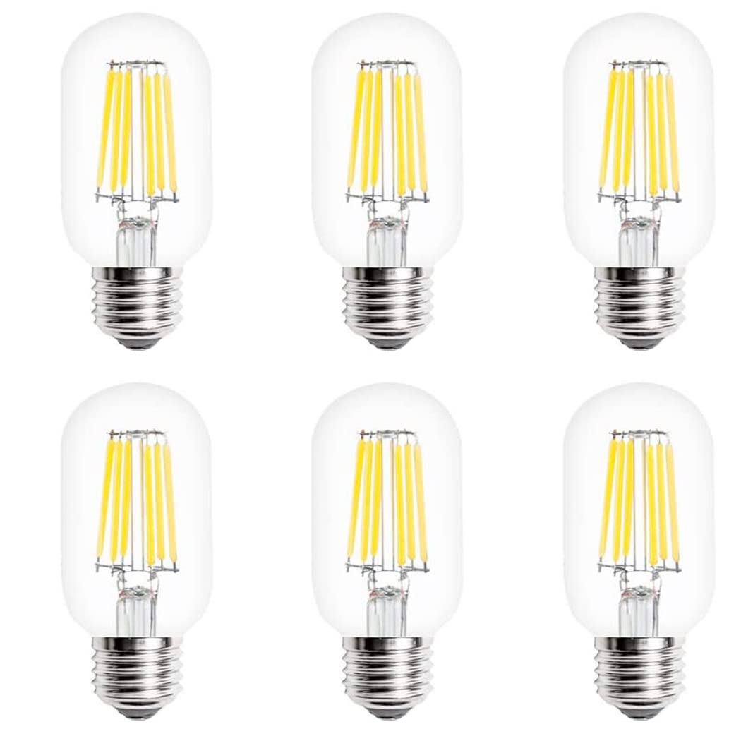 Aiwerttes E27 Screw Bulb 6W LED Vintage Edison Filament Light Bulb,T45 Cold White, LED Light Clear Glass Cover AC 220-240V Non-dimmable,6 Pack