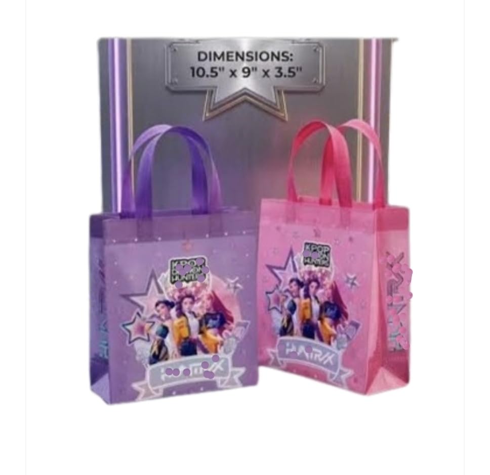 12 piece Cartoon Pop Gift Bag Printed Recyclable Eco-friendly Anime Hunterr Demonn Theme Gift Tote Bag for Kids Girls | Reusable Party Favor Bag | Shopping Return Gift Bag-image-46