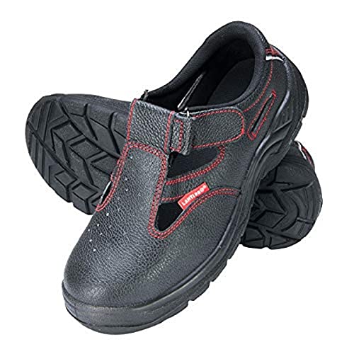 Profix Men's S1 SRC Safety Sandals, Leather Slip Resistant Antistatic PU Outsole, Shockproof Heel, Steel Toe Cap, Reflectors, Velcro