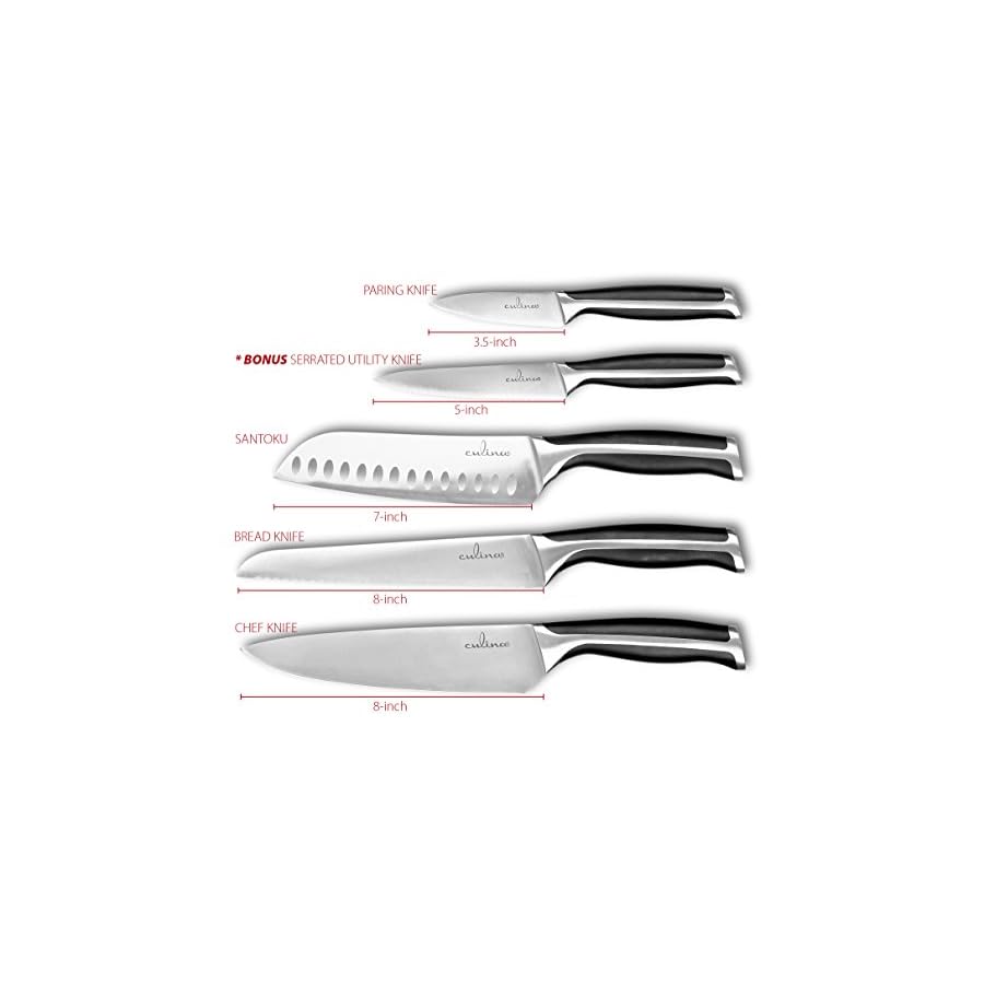 Culina-Pro-7-Piece-German-steel-Forged-Knife-Set-with-Wood-Storage-Block-and-5-inch-Utility-Knife Culina® Pro 7-Piece German-steel Forged Knife Set with Wood Storage Block and 5-inch Utility Knife