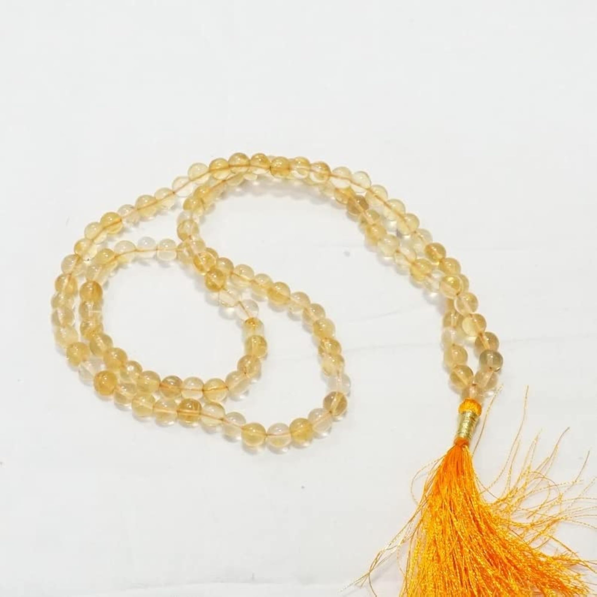 Natural Citrine 10MM Beaded Handmade Prayer Mala Necklace