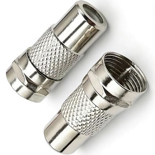 VGGUBKZ 2-Pack RCA to F-Type Coaxial Adapter RCA Female to F-Plug Male RF Connector Coaxial Adapter for Atari 2600/7800 Sega/Coleco/Commodore Game System