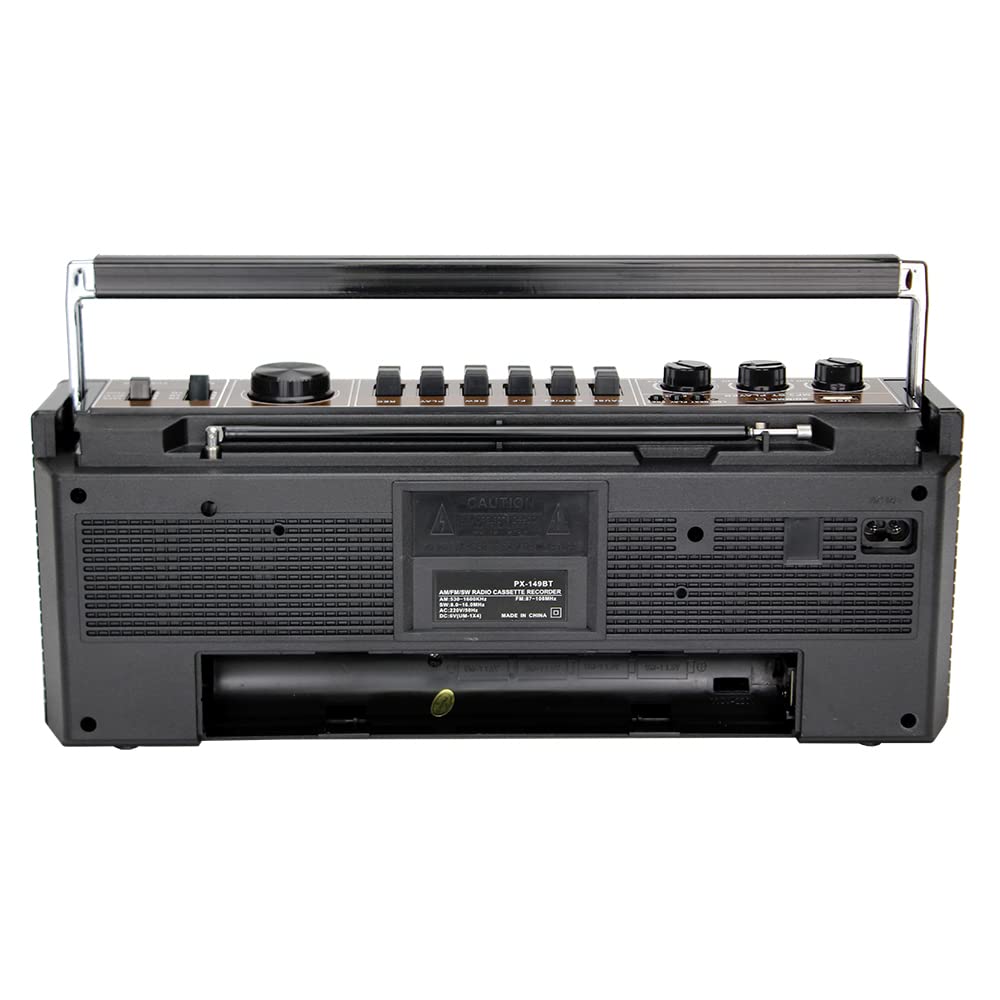 Radio Retro, Reproductor de Casete, Boombox Retro Bluetooth con Reproductor de Casete y Radio Am/FM, transmisión por Cable e inalámbrica con Altavoces duales, Estilo clás