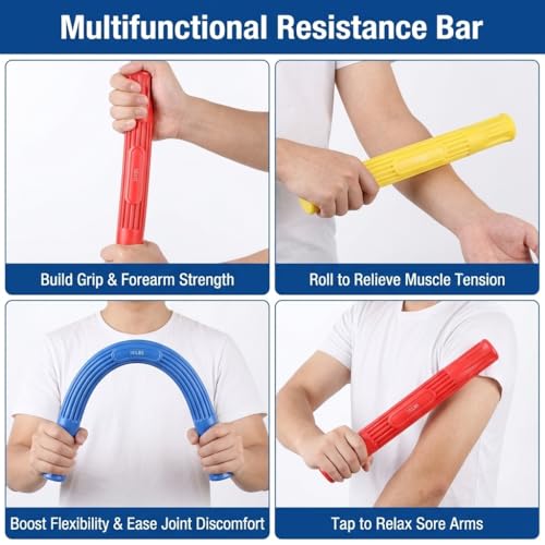 Image of Proberos 3Pack Hand Strength Trainer Bars, 31cm Power Twister Bar, Forearm Flexer Flexbar for Tennis Elbow, Golfers Elbow Pain Relief, Injury Rehab, Fitness & Travel Use