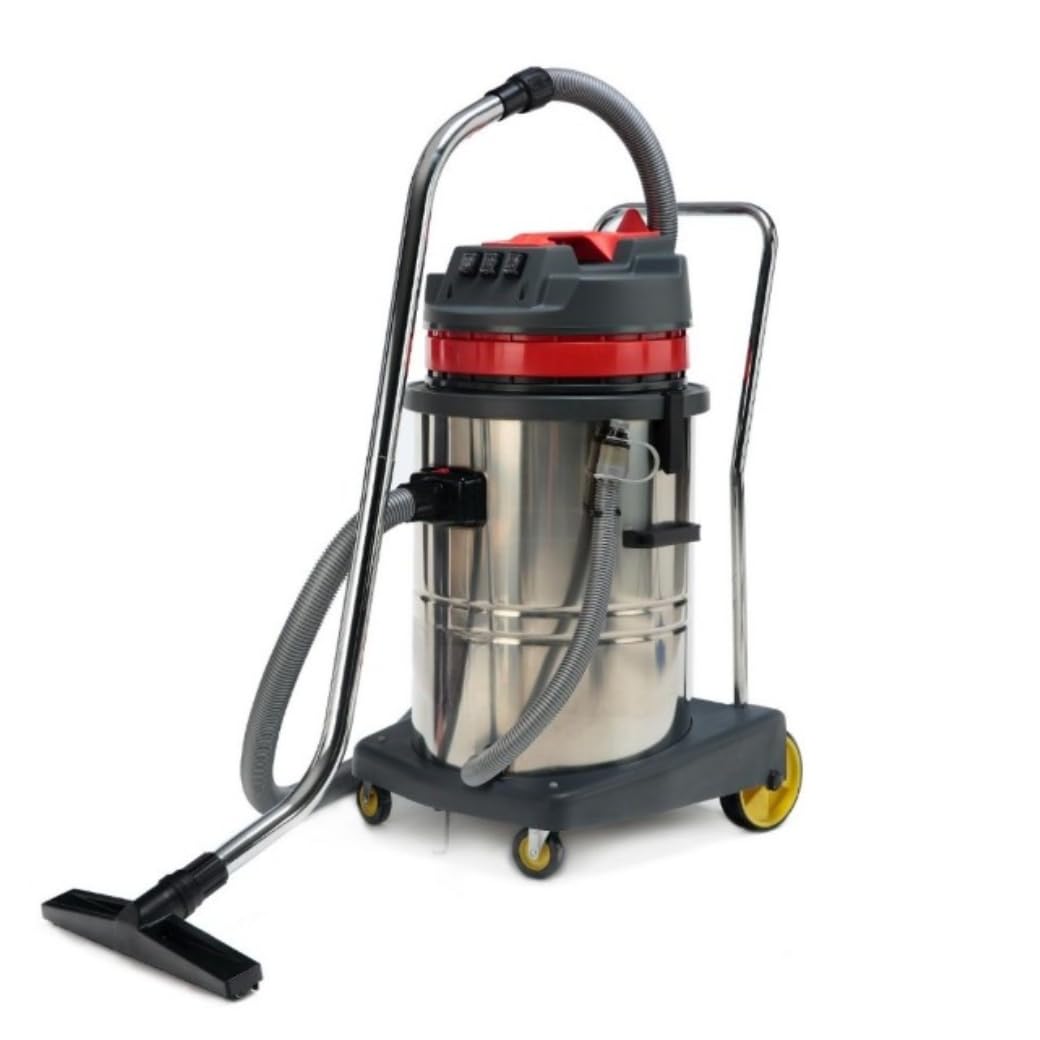 PHOENIX - Aspirateur eau et poussière 60L - Aspirateur chantier puissant 3000W réservoir inox - Idéal pour chantiers professionnels, nettoyage eau et poussière, Accessoires inclus câble 8m - 3 Moteurs