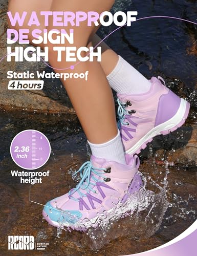 R CORD Kids Hiking Boots Waterproof Outdoor Ankle Boots Anti-Slip Walking Shoes Hiking Shoes for Camping2