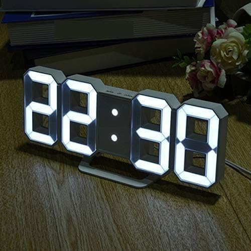 Acrylic Digital LED Display Number Clock Table Wall Hanging Alarm Clock White (Works On Electricity) (White) 5W x 5H Centimeters-image-20