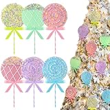 Simgoing 6 Pcs 9 Inch Pastel Christmas Candy Tree Ornaments Large Macaron Color Lollipop Candy Decorations Christmas Tree Picks Hanging Ornaments Set for Home Xmas Holiday Party Decor Gifts